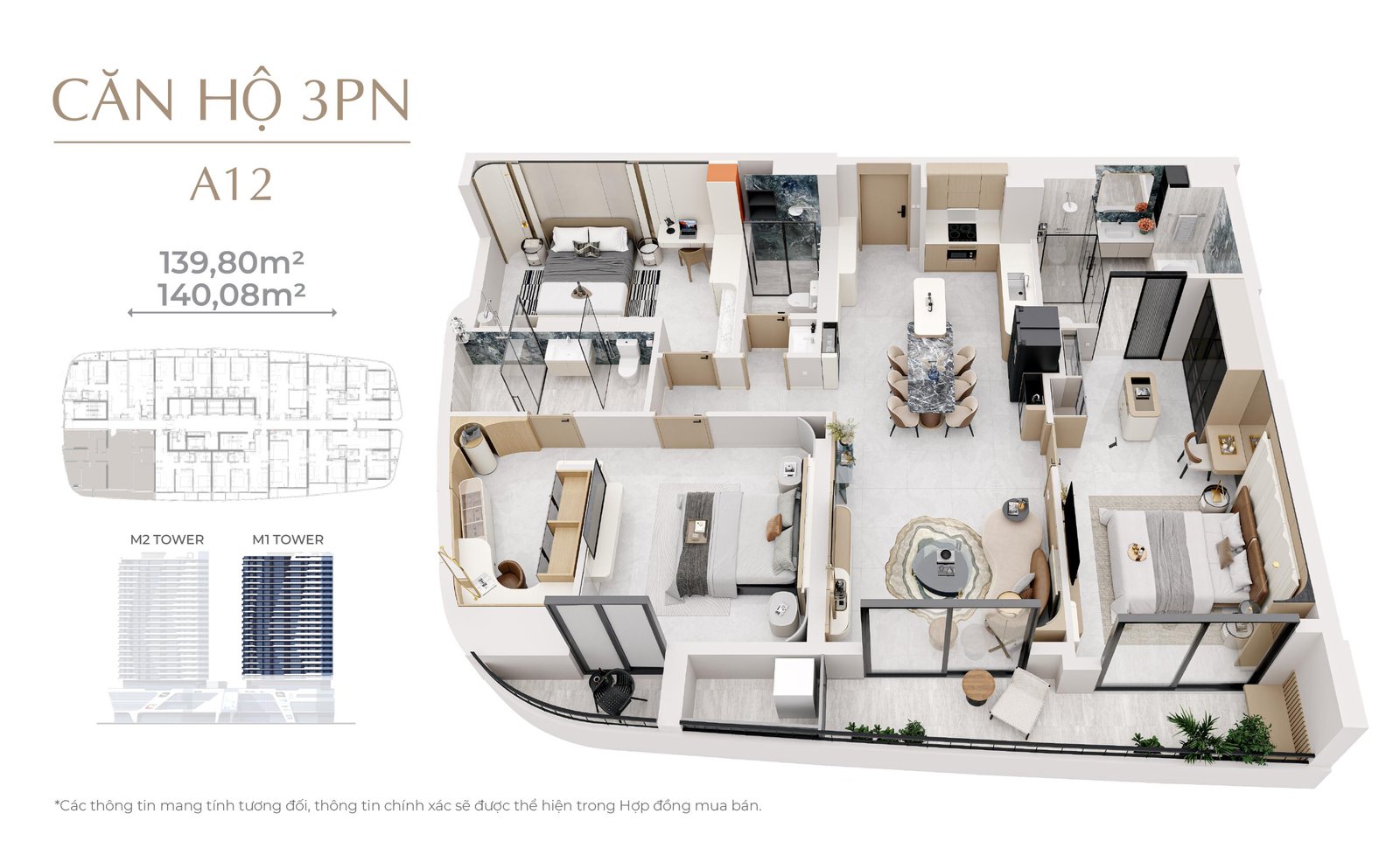 Căn Hộ 3PN The Meridian | Tài Sản Trung Tâm Khan H… – Cho thuê chung cư Quận Sơn Trà – Đà Nẵng giá 50 – 100 tr