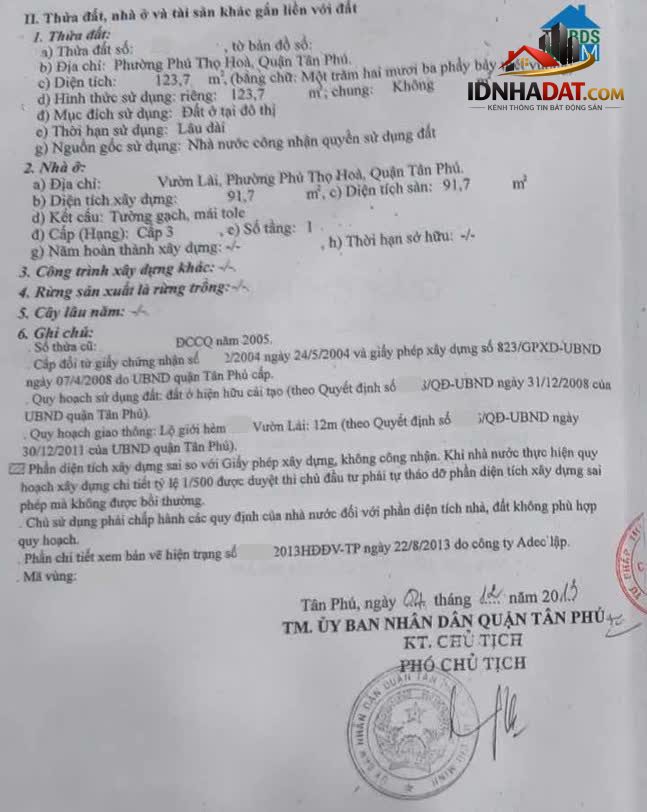 Ảnh 124m2 VƯỜN LÀI, HXH 6M, ngang 5x25, nở hậu, 12ty9 0