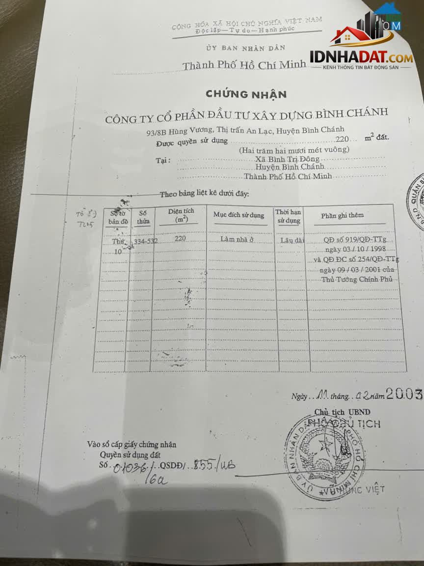 Ảnh Bán Đất Nền Đất Biệt Thự Phường Bình Trị Đông B, DT 220M2 SHR 25 Tỷ. Lh: A. Sơn -0901181789 2