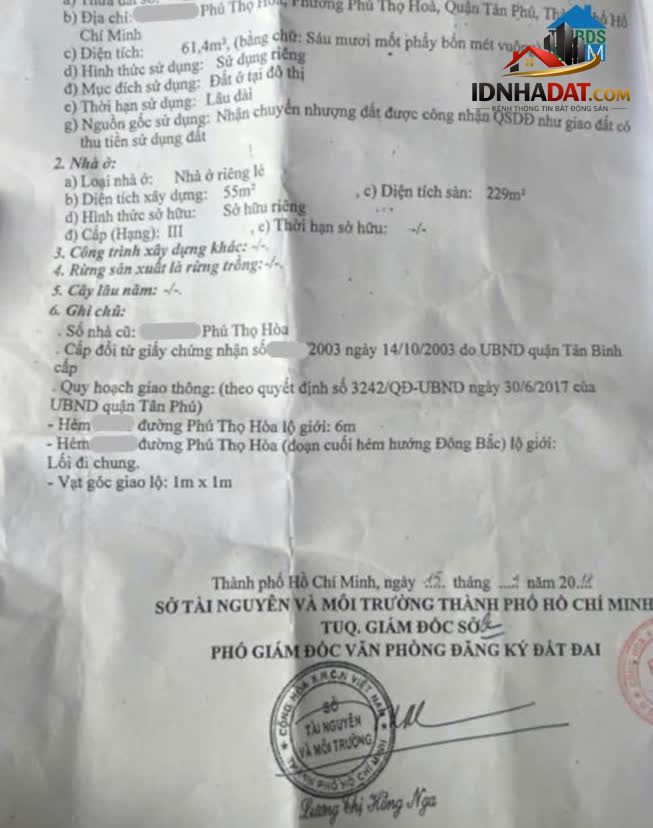 Ảnh 62M2 HXH 5M Phú Thọ Hoà, 4 Tầng, 4x16, 7 Tỷ 4