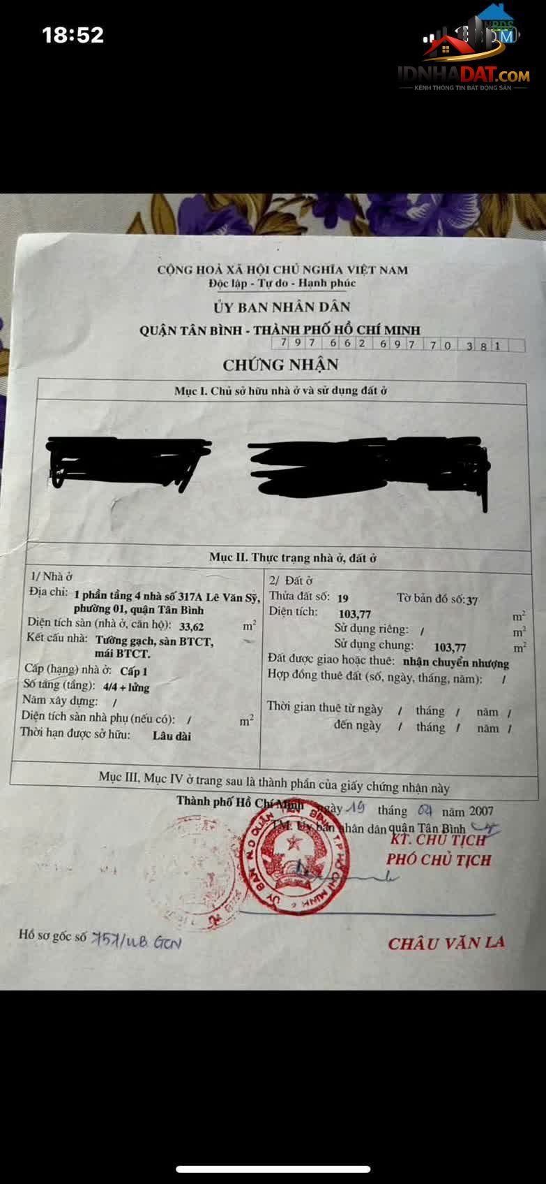 Chính Chủ Bán Căn Hộ Tập Thể Mặt Tiền Lê Văn Sỹ, Phường 1, Quận Tân Bình