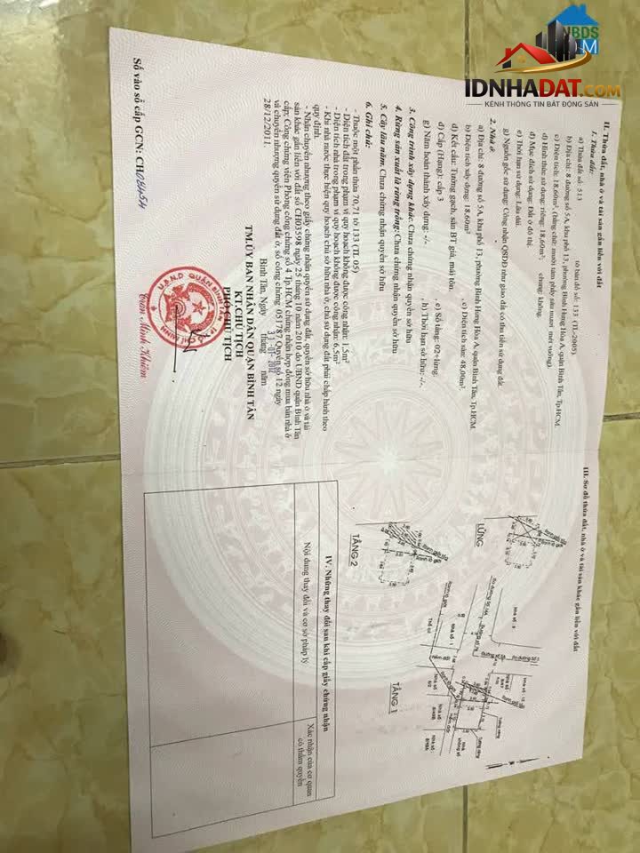 Ảnh Chính Chủ Cần Bán Nhà Mặt Tiền Tại Phường Bình Hưng Hoà A, Quận Bình Tân, Tp Hồ Chí Minh 1