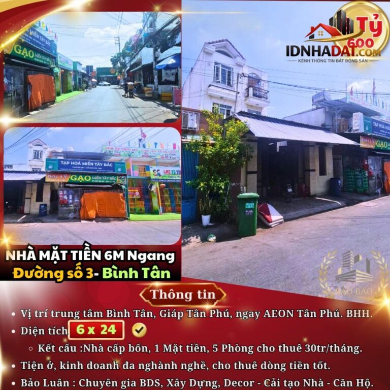 Cơ hội vàng sở hữu nhà mặt tiền đường số 3, Bình Tân chỉ 8.6 tỷ!