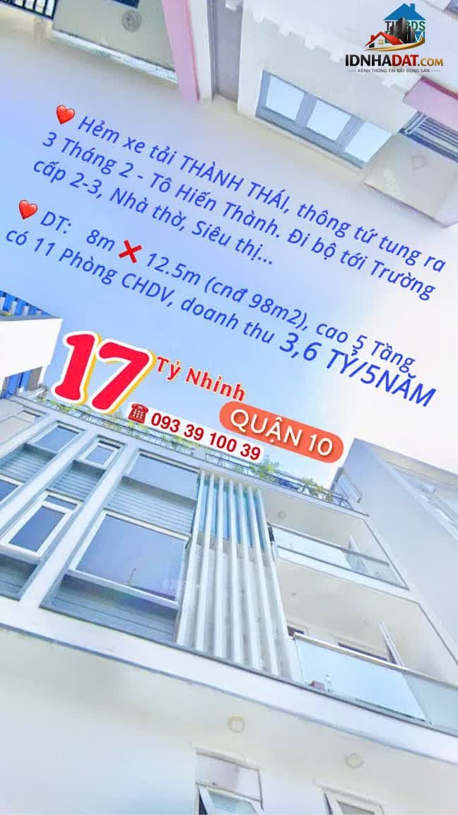 Ảnh Bán Nhà Q10- Hẻm Xe Tải Thành Thái- Ngang 8m- Cao 5 Tầng Thu Nhập 3.6 Tỷ/5năm. MR Vũ: 0933 910 039 4