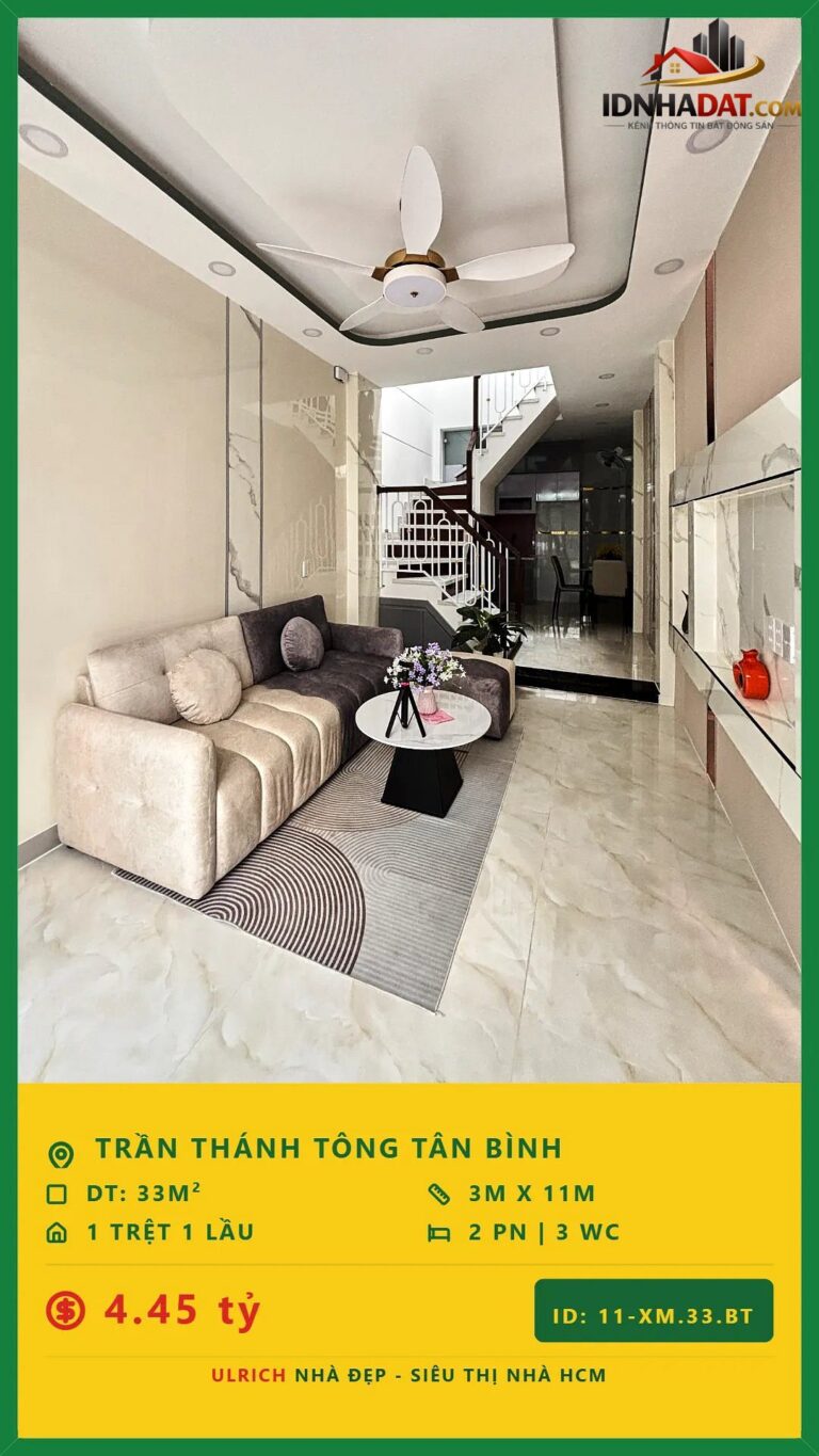 Bán nhà Trần Thánh Tông gần Ga T3, hẻm 4m, 2 tầng, giá 4.45 tỷ