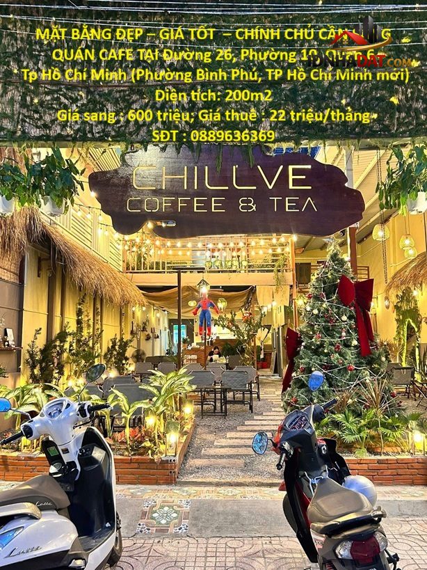 Mặt bằng đẹp giá tốt chính chủ cần sang quán cafe tại đường 26, phường 10, quận 6