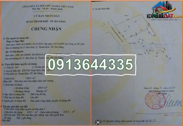 Bán nhà riêng Cù Chính Lan Quận Thanh Khê Thành Phố Đà Nẵng diện tích 189 m² giá 16 tỷ