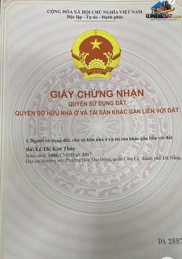Bán căn hộ chung cư Phường Hòa Thọ Đông Quận Cẩm Lệ Thành Phố Đà Nẵng – 52m² – 2.25 Tỷ