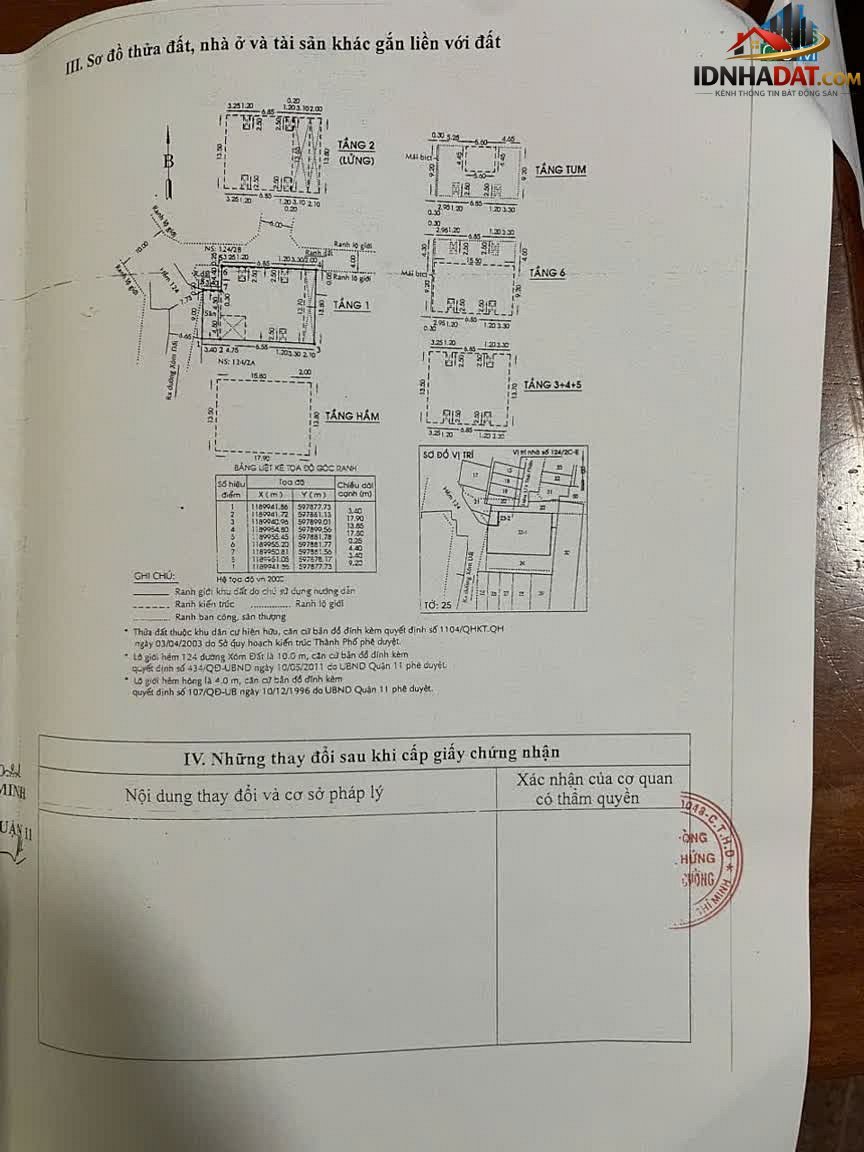 Bán nhà riêng Đường Xóm Đất – Phường 8 Quận 11 – Thành phố Hồ Chí Minh Diện tích 277 m² Giá 56000000000