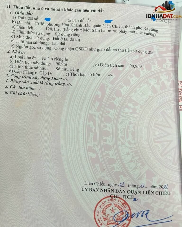 Bán nhà đất Đường Âu Cơ – Phường cũ Không xác định Quận Liên Chiểu – Thành phố Đà Nẵng 120 m² 3.65 tỷ