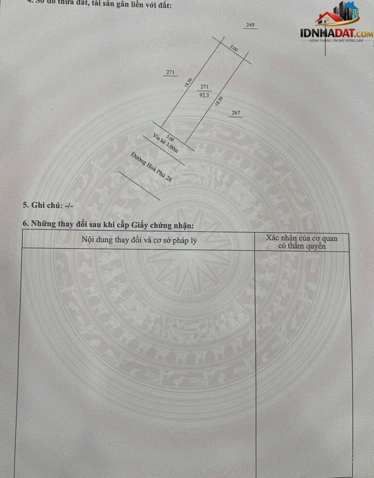 Bán nhà đất Đường Hòa Phú 28 – Phường cũ Hòa Minh Quận Liên Chiểu – Thành phố Đà Nẵng 93 m² 6450000000