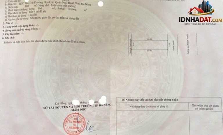 Bán đất Đường Bùi Quốc Khái – Phường cũ Ngũ Hành Sơn – Thành phố Đà Nẵng 100 m² 6.5 tỷ