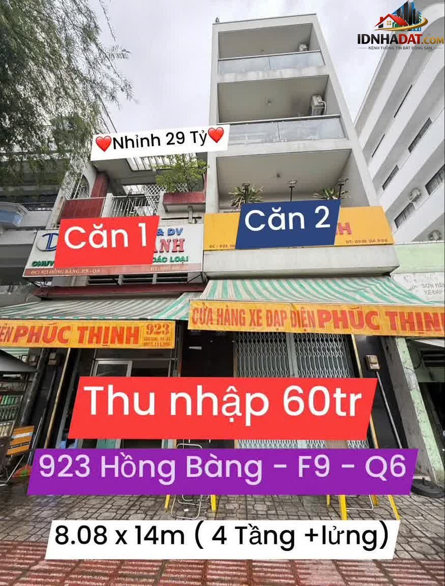 Bán nhà đất Đường Hồng Bàng – Phường cũ P9 Quận 6 – Thành phố Hồ Chí Minh 113 m² 29.5 tỷ