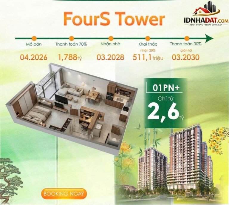 Đợt 1 FourS Tower Sun Group – Phân Khu Cao Tầng Đầu Tiên Hòa Quý, CK 29 – 45m2 – 55 Triệu/m2