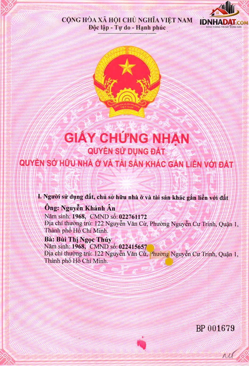 Bán nhà Phường Nguyễn Cư Trinh Quận 1 Thành Phố Hồ Chí Minh diện tích 108m2 giá 44 tỷ 880 triệu