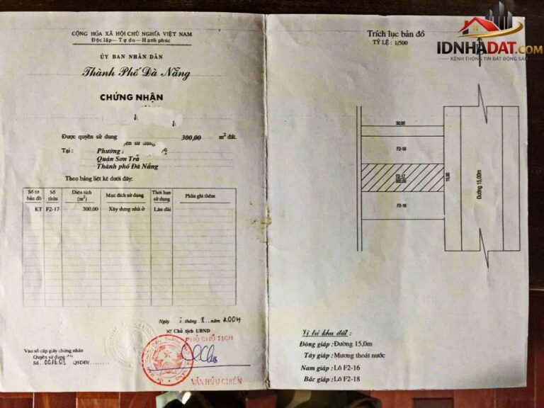 Bán đất Phường Sơn Trà Quận Sơn Trà Thành Phố Đà Nẵng 300m2 giá 85 triệu/m2