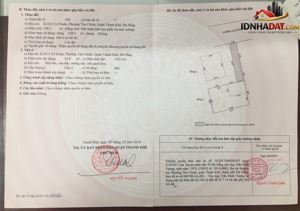 Bán nhà Phường Tân Chính Quận Thanh Khê Đà Nẵng 109m2 giá 13.2 tỷ, mặt tiền Lê Duẩn kinh doanh sầm uất.