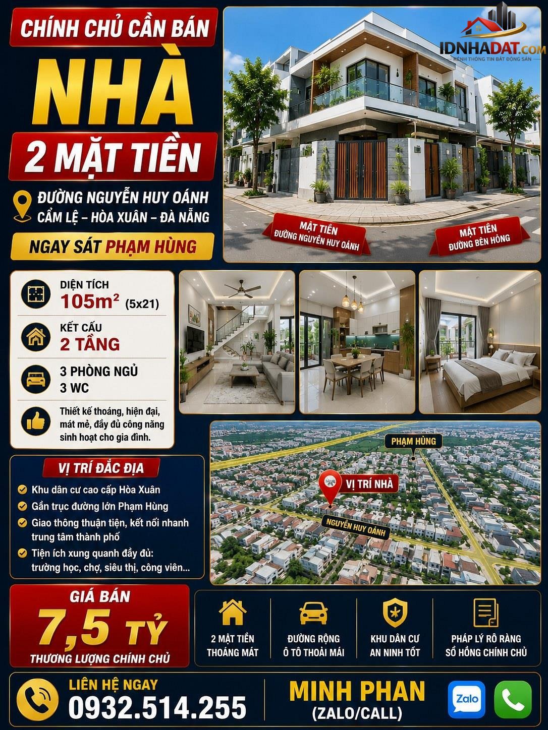 Bán nhà Hòa Xuân Quận Cẩm Lệ Thành Phố Đà Nẵng 105m2 giá 7,5 tỷ