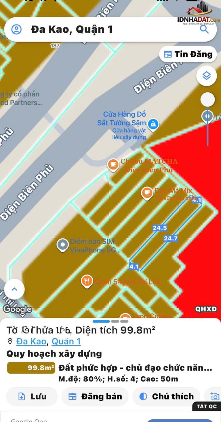 Hiếm – 4m 100m2 đẹp – bán nhà đất Đường Điện Biên Phủ – Phường cũ Đa Kao Quận 1 – Phường mới Sài Gòn – Thành phố Hồ Chí Minh 17.9 tỷ