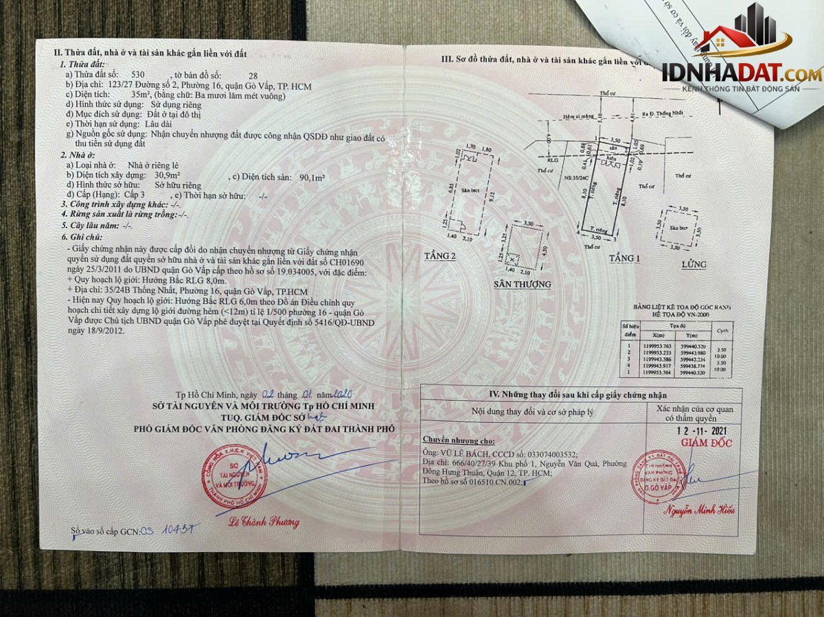 Cần bán nhanh căn nhà hxh tại đường số 2 – Phường cũ 16 Quận Gò Vấp – Phường mới An Hội Đông – Thành phố Hồ Chí Minh diện tích 35m2 giá 5950000000