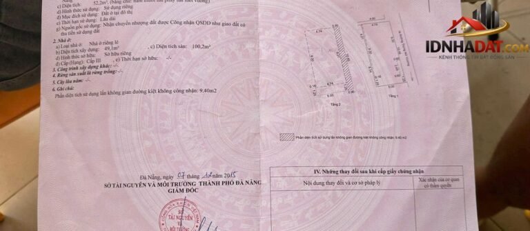 Bán đất Phường Bình Hiên Quận Hải Châu Đà Nẵng 52m2 giá 3.75 tỷ, 2 mặt kiệt Trưng Nữ Vương