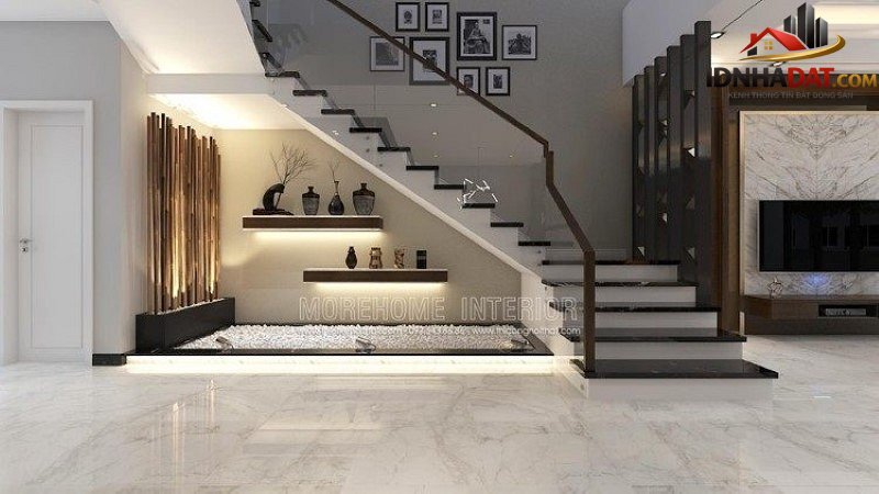 Thiết kế gầm cầu thang đẹp ấn tượng cho phòng khách - Ảnh 2.