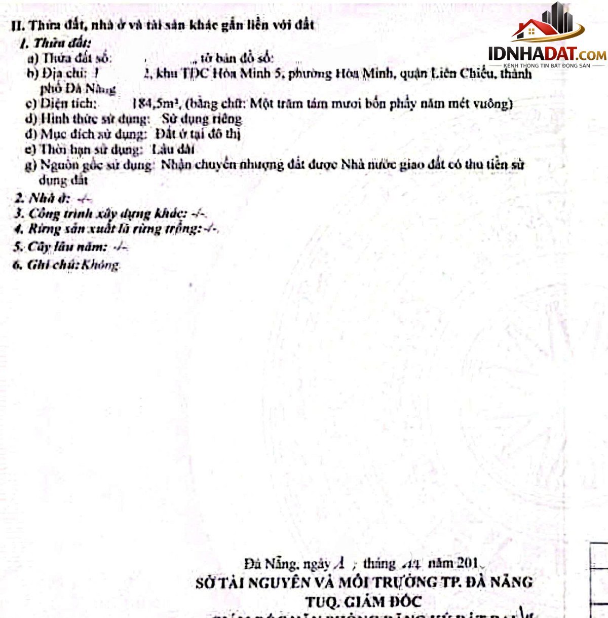 Bán đất góc 2mt đường Đồng Xoài – Phường cũ Hòa Minh Quận Liên Chiểu – Phường mới Hòa Khánh – Thành phố Đà Nẵng 185m2 10.5 tỷ