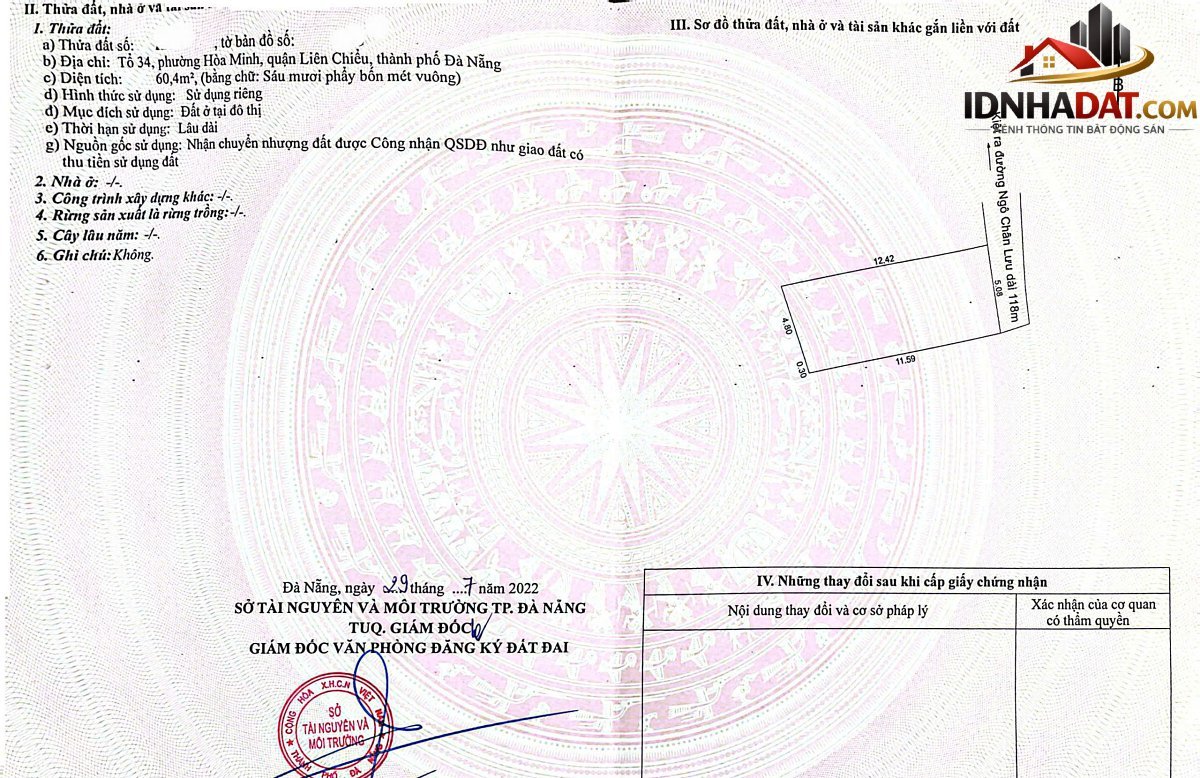 Bán đất k109 tô hiệu – ngay ngã tư tô hiệu và ngô chân lưu – Đường Tô Hiệu – Phường cũ Hòa Minh Quận Liên Chiểu – Phường mới Hòa Khánh – Thành phố Đà Nẵng 61m2 2650000000