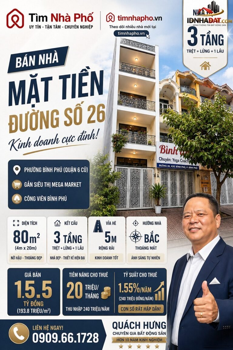 Bán nhà đất Đường Bình Phú – Phường cũ Bình Phú Quận 6 – Phường mới Bình Phú – Thành phố Hồ Chí Minh 80m2 15.5 tỷ