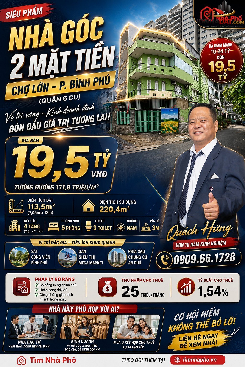 Nhà góc 2 mặt tiền chợ lớn, quận 6 114m2 19.5 tỷ – Bán nhà đất Đường Chợ Lớn – Phường cũ Bình Phú Quận 6 – Phường mới Bình Phú – Thành phố Hồ Chí Minh