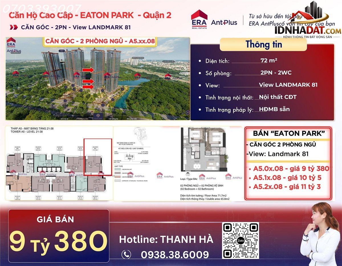 Chủ nhà eaton park – bán nhà đi mỹ – bán căn góc 2pn – đã có hđmb – công chứng ngay Bán nhà đất Đường Mai Chí Thọ – Phường cũ An Phú Quận 2 – Phường mới An Phú – Thành phố Hồ Chí Minh 72m2 10.5 tỷ
