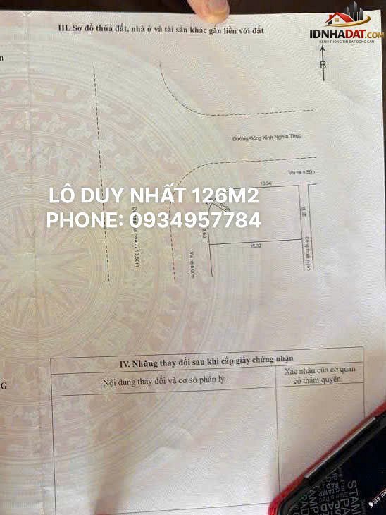 Lô góc duy nhất Sơn Trà – đường 10,5m Chính Hữu và Đông Kinh Nghĩa Thục Bán nhà đất Đường Chính Hữu – Phường cũ Sơn Trà Quận Sơn Trà – Phường mới Sơn Trà – Thành phố Đà Nẵng 126m2 26 tỷ