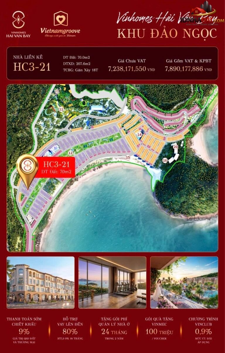Vinhomes Hải Vân bay – đại đô thị vịnh biển đầu tiên tại Đà Nẵng giá tốt nhất giai đoạn 1 Bán nhà đất Đường Vinhomes Làng Vân – Phường cũ Không xác định – Phường mới Không xác định – Thành phố Đà Nẵng 70m2 7.89 tỷ