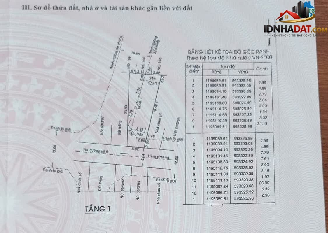 Bán nhà đất Đường số 5 – Phường cũ Bình Hưng Hoà Quận Bình Tân – Thành phố Hồ Chí Minh 187 m² 18 tỷ