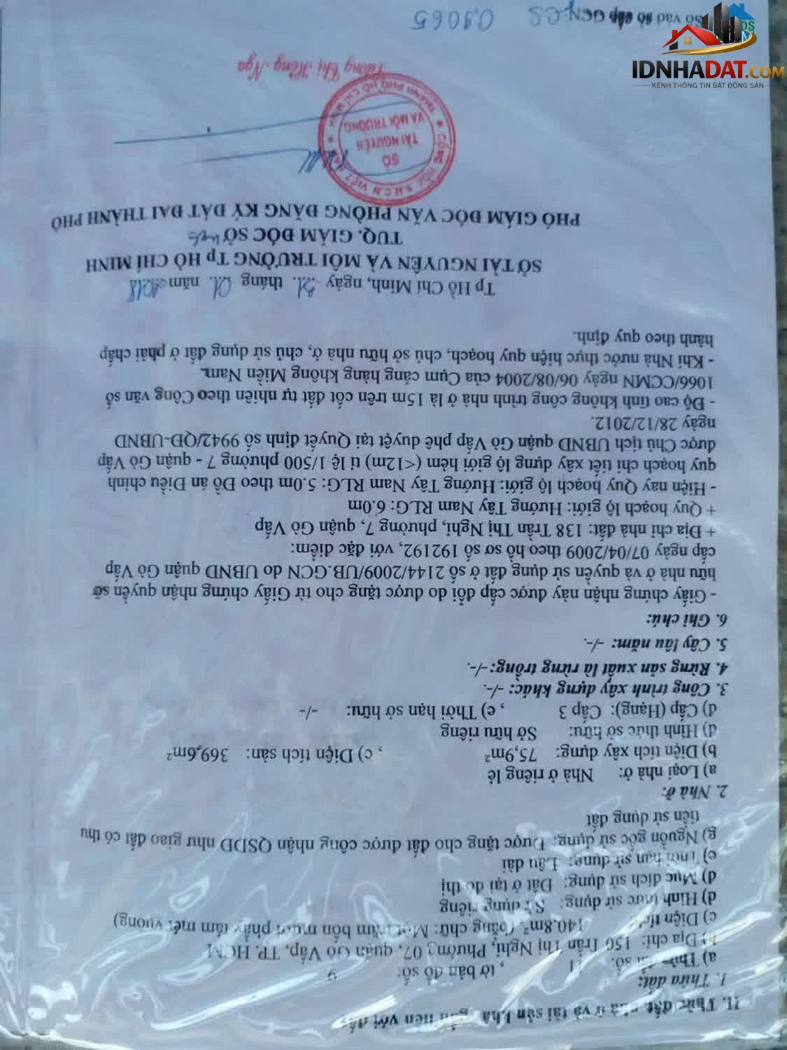 Bán nhà đất Đường Trần Thị Nghỉ – Phường cũ 7 Quận Gò Vấp – Thành phố Hồ Chí Minh 141 m² 33 tỷ