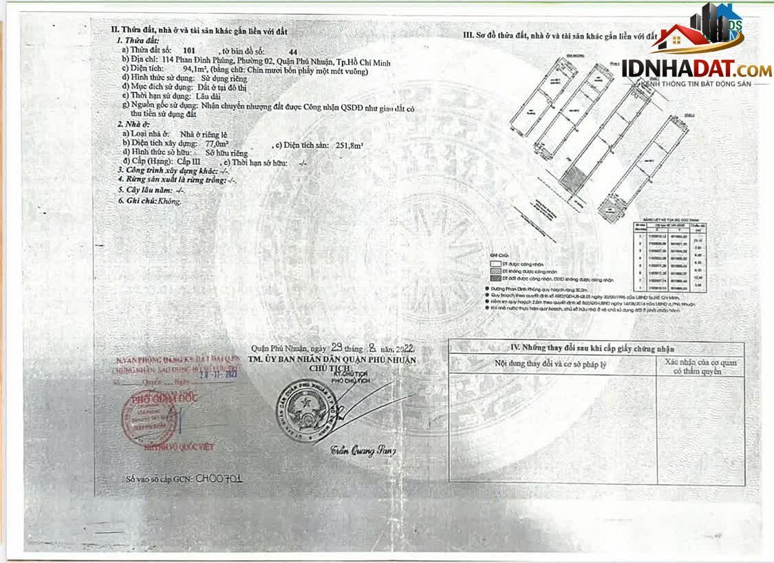 Bán nhà đất Đường Phan Đình Phùng – Phường cũ 2 Quận Phú Nhuận – Thành phố Hồ Chí Minh 94 m² 48 tỷ