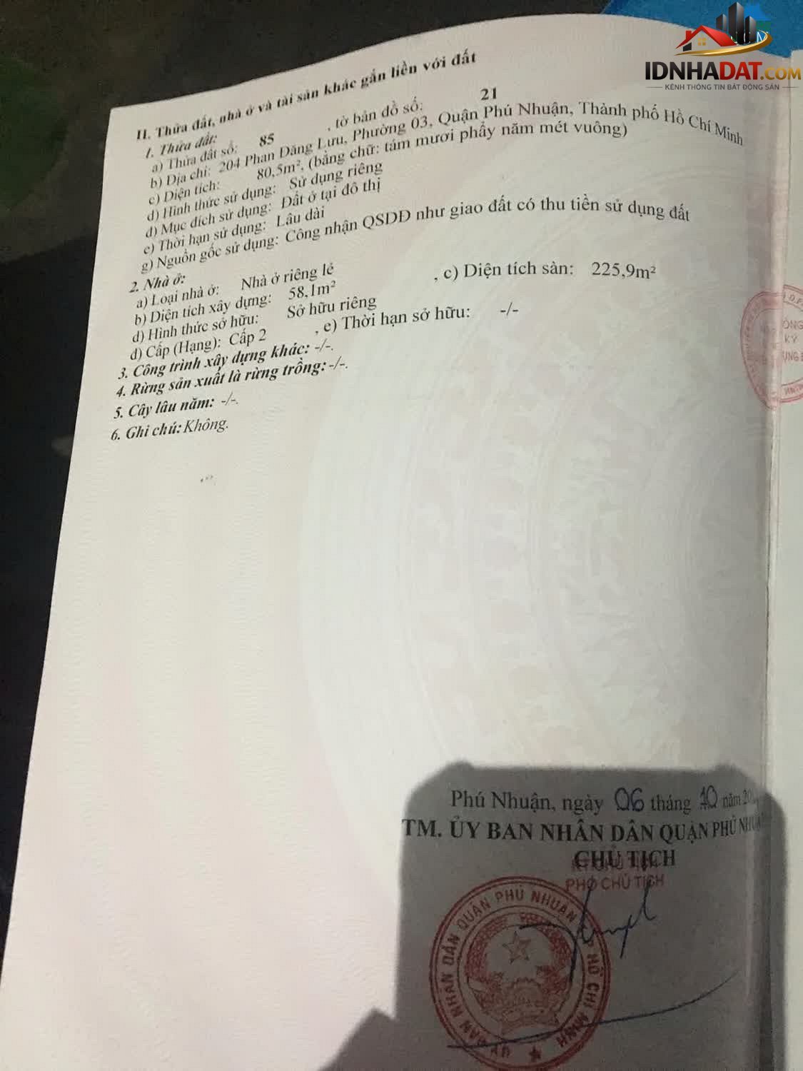Bán nhà đất Đường Phan Đăng Lưu – Phường cũ 3 Quận Phú Nhuận – Thành phố Hồ Chí Minh 80 m² 22.5 tỷ