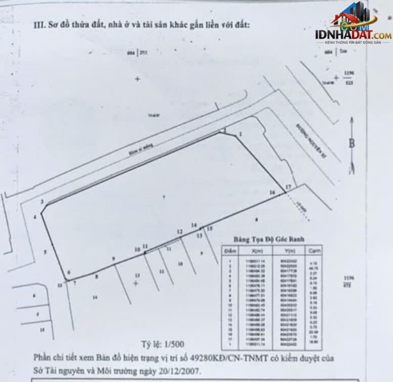 Bán đất Đường Nguyễn Xí – Phường cũ 13 Quận Bình Thạnh – Thành phố Hồ Chí Minh 1100 m2 225 tỷ