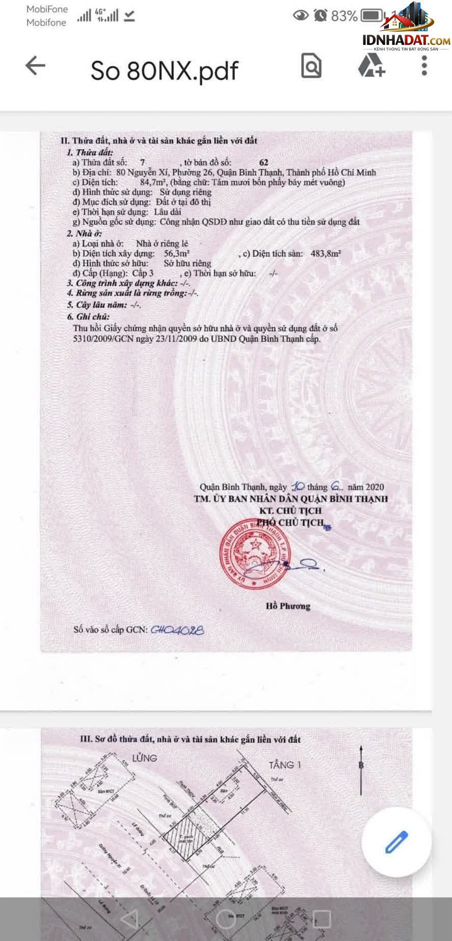 Bán nhà đất Đường Nguyễn Xí – Phường cũ 26 Quận Bình Thạnh – Thành phố Hồ Chí Minh 84 m² 35 tỷ