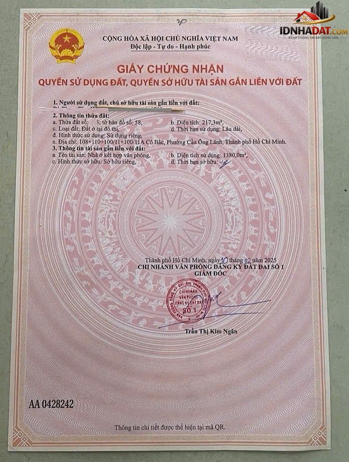 Bán tòa nhà biệt thự 10 tầng mặt đường Cô Bắc – Phường cũ Cầu Ông Lãnh – Quận 1 – Thành phố Hồ Chí Minh 226m2 128 tỷ