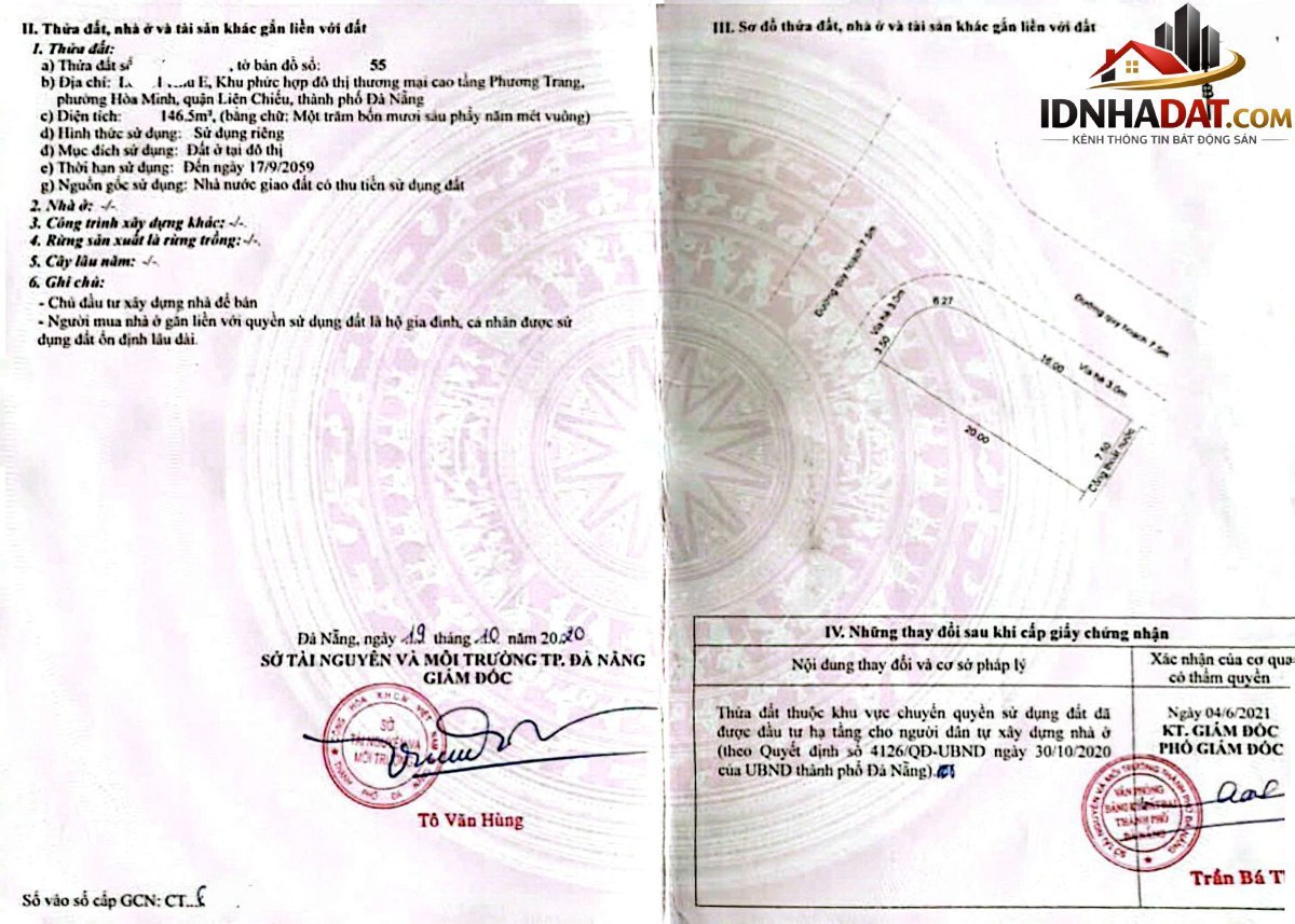 Bán đất góc 2 mt đường hòa phú 29 – khu e kim long – Diện tích 147m2 – Giá 14.9 tỷ