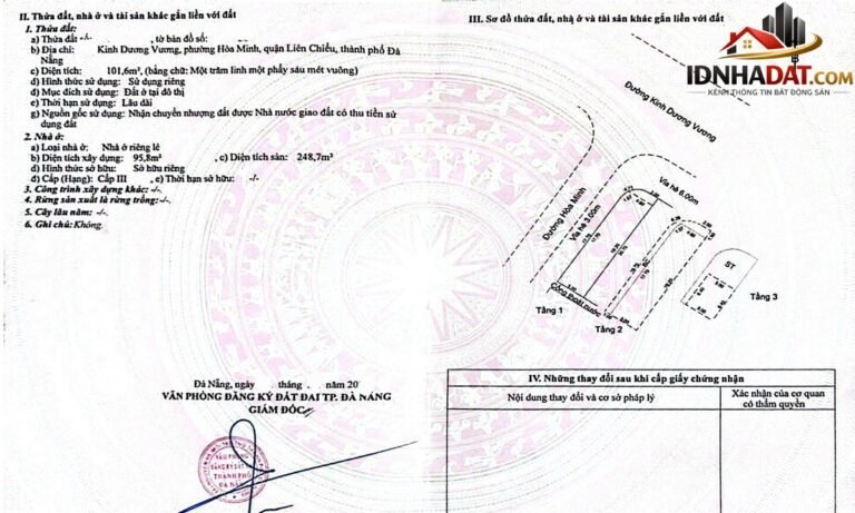 Nhà lô góc 2 mặt tiền – 3 tầng kinh dương vương – vị trí kinh doanh Bán nhà đất Đường Kinh Dương Vương – Phường cũ Hòa Minh Quận Liên Chiểu – Phường mới Hòa Minh – Thành phố Đà Nẵng 102m2 11.4 tỷ