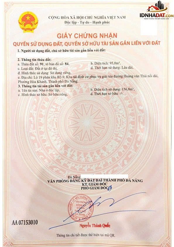 Bán nhà 2 tầng chủ xây tâm huyết kiên cố để ở Đường Đại La 4 – Phường cũ Hòa Khánh Quận Liên Chiểu – Phường mới Hòa Khánh Bắc – Thành phố Đà Nẵng 95m2 3.9 tỷ