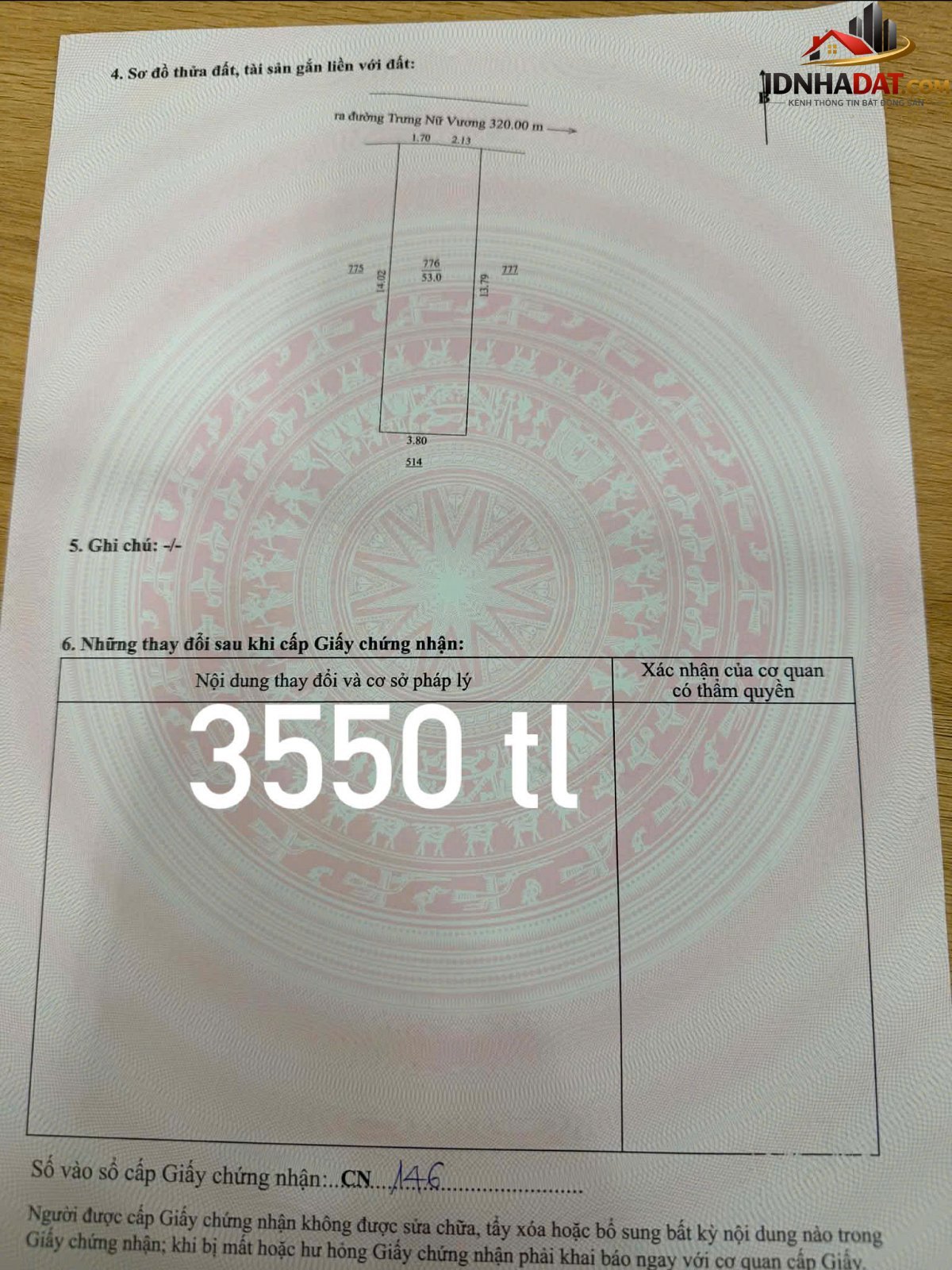 Chính chủ cần bán 3 lô đất kiệt 3m đường Trưng Nữ Vương – Phường cũ Hòa Cường Quận Hải Châu – Thành phố Đà Nẵng 56m2 3550000000