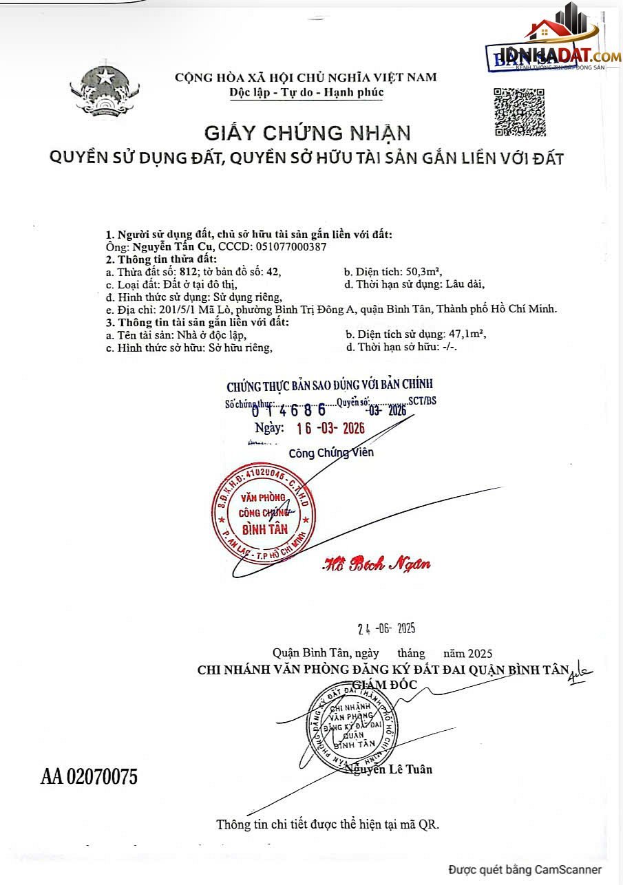 Chính chủ bán nhà 1 trệt 3 lầu Đường Mã Lò – Phường cũ Bình Trị Đông A Quận Bình Tân – Phường mới Bình Trị Đông – Thành phố Hồ Chí Minh diện tích 50m2 giá 6.8 tỷ