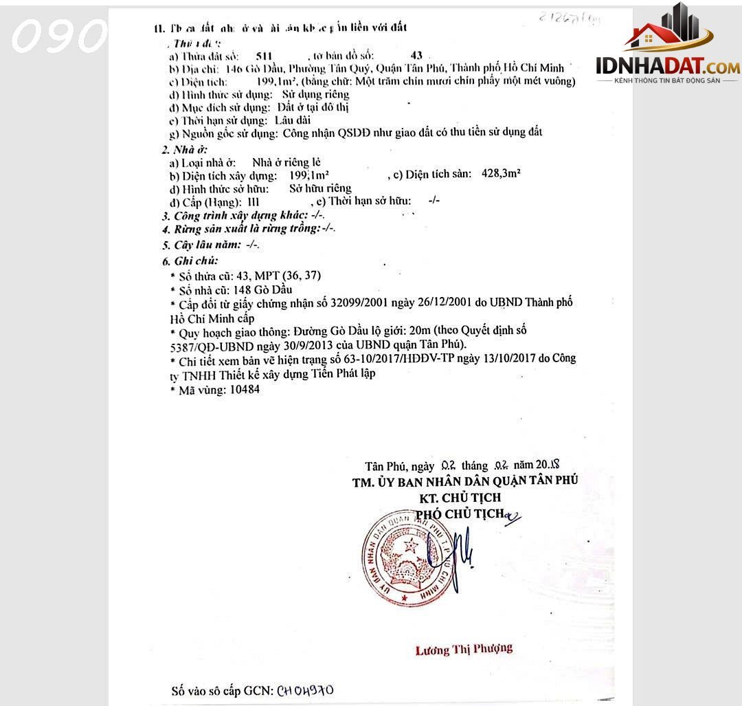 Siêu phẩm nhà mặt phố 146, gò dầu, tân quý, tân phú, tp.hcm, dt 199m2, giá 43.868 tỷ Bán nhà đất Đường Gò Dầu – Phường cũ Tân Sơn Nhì Quận Tân Phú – Phường mới Tân Sơn Nhì – Thành phố Hồ Chí Minh