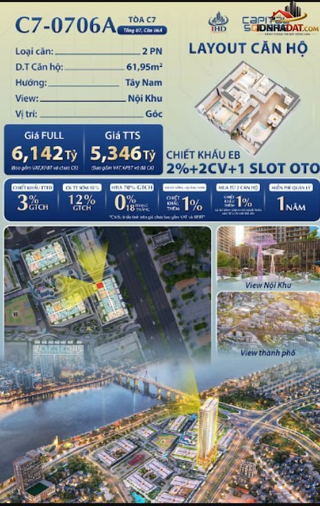 Căn góc 2PN tầng đẹp   Thiết kế tối ưu, không gian sống lý tưởng Bán nhà đất Đường Capital Square – Phường cũ Sơn Trà – Quận Sơn Trà – Phường mới Sơn Trà – Thành phố Đà Nẵng 61m2 5.3 tỷ