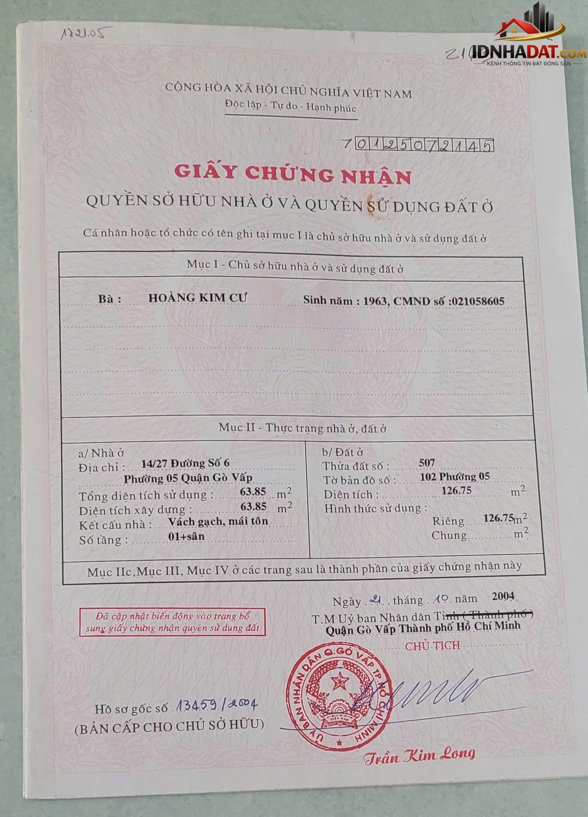 Cần bán nhà chính chủ đường dương quảng hàm – phường 5 – quận gò vấp Bán nhà đất Đường Dương Quảng Hàm – Phường cũ 5 Quận Gò Vấp – Phường mới 5 – Thành phố Hồ Chí Minh 127m2 15.7 tỷ