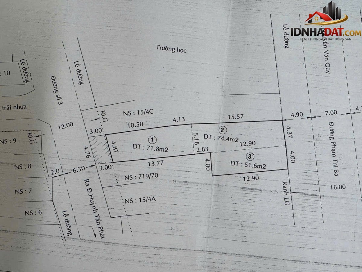 Bán đất Đường Phạm Thị Ba – Phường cũ Phú Thuận Quận 7 – Phường mới Phú Thuận – Thành phố Hồ Chí Minh diện tích 52m2 giá 8.8 tỷ