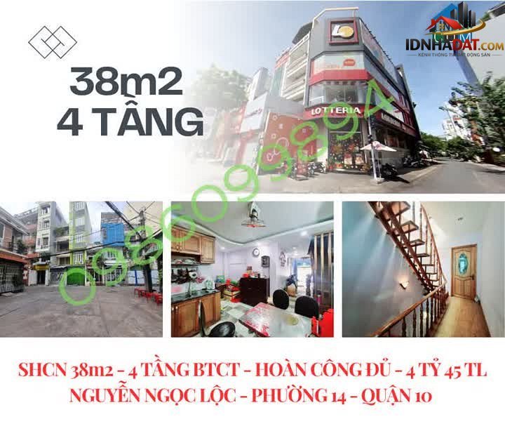 Bán nhà đất Đường Nguyễn Ngọc Lộc – Quận 10 – Thành phố Hồ Chí Minh – 38m² – 4.45 tỷ